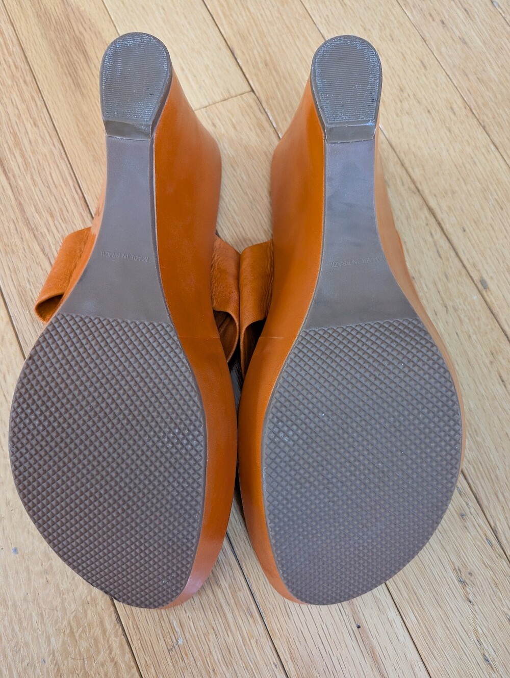 Naturalizer Lusie Orange Leather Leopard Print Wedge Sandals Size 8M - Picture 5 of 9